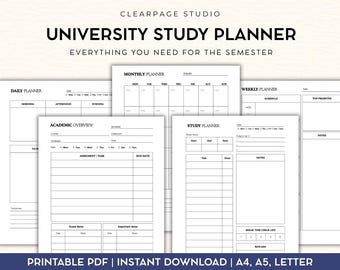 University Study Planner | Academic College Student PDF (Instant Download)