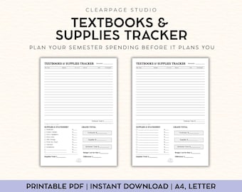 College Semester Budget Tracker | Textbooks, Supplies Planner (PDF Download)