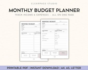 Student Monthly Budget Planner | College Income Expense Tracker (PDF Download)