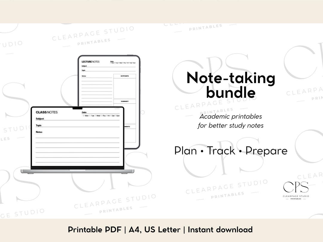 Note-taking Bundle Printable | Academic Notes Planner for Students ...