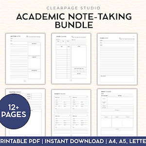 Peut inclure: Un ensemble de notes académiques numériques de Clearpage Studio comprenant six modèles PDF imprimables, dont des notes de cours, un planificateur d'études, des notes de classe, un résumé de chapitre, un suivi de sujet et un planificateur d'essai.