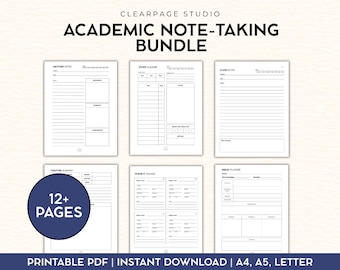 Note-Taking Bundle Printable for Students | Lecture Notes, Study Planner, Essay Planner & Academic Organizer PDF