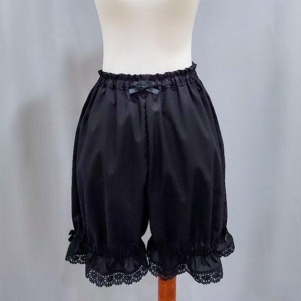 Lolita Bloomers for Women, Black Poly Cotton Lace Shorts "The Classic"