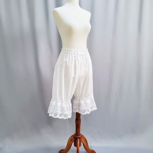 Extra Long White Lace Lolita Bloomers for Women, Victorian Cotton Lace Shorts, The Old School image 2