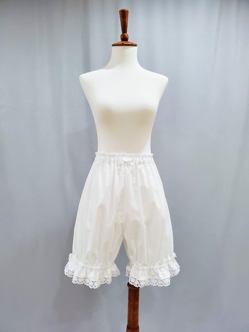 Lolita Bloomers for Women, White Cotton Lace Shorts, the Classic
