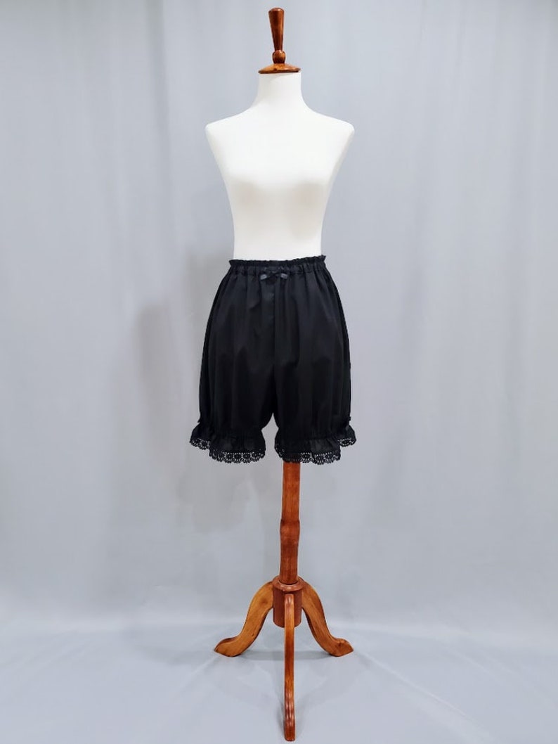 Plus Size Lolita Bloomers for Women, Black Poly Cotton Lace Shorts The Classic image 4