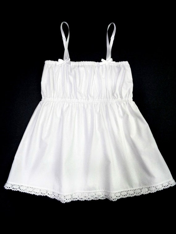 White Cotton Camisole With Lace / Camisole Tops / Pajama Top