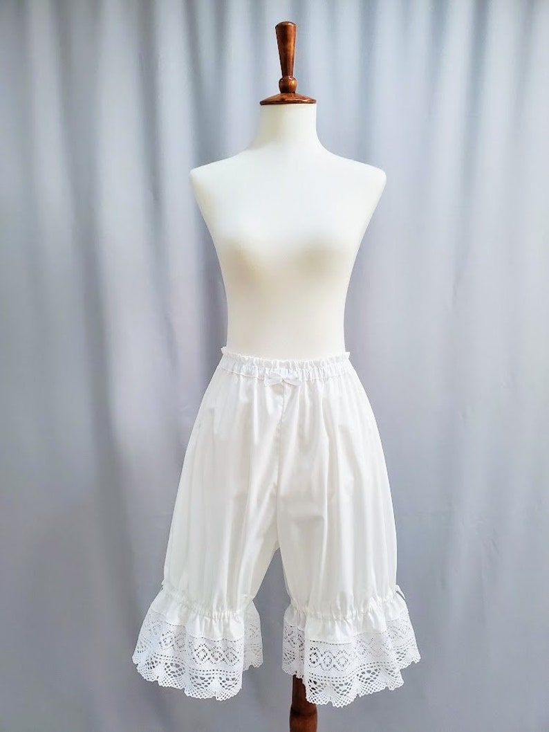 Extra-long white lace lolita bloomers for women