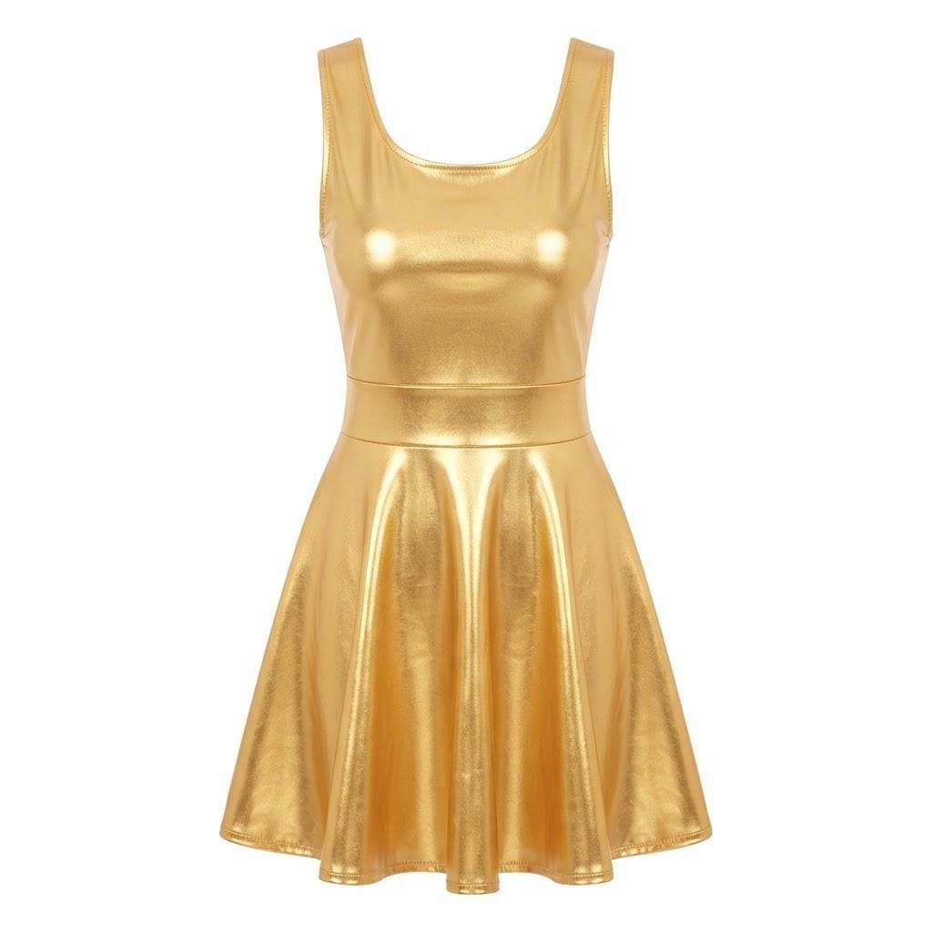 gold skater dress Metallic Skating Tiered Dresses