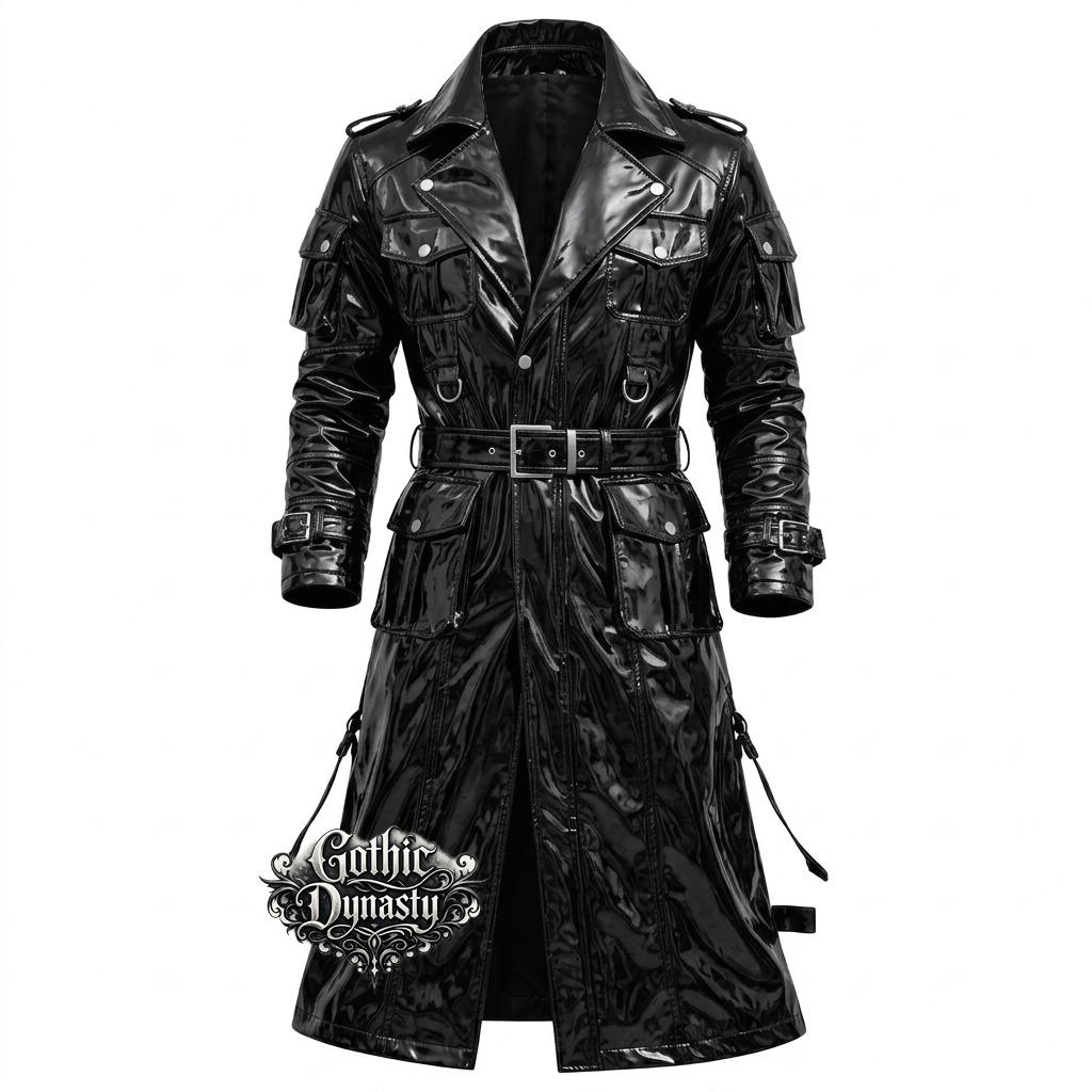 Men & Women PVC Vinyl Gothic Trench Coat–custom Color Cyber Punk