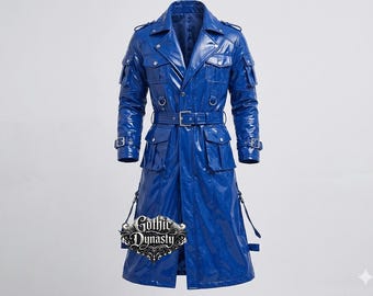 Men & Women PVC Vinyl Gothic Trench Coat–custom Color Cyber Punk