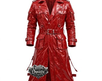 Men & Women PVC Vinyl Gothic Trench Coat–custom Color Cyber Punk