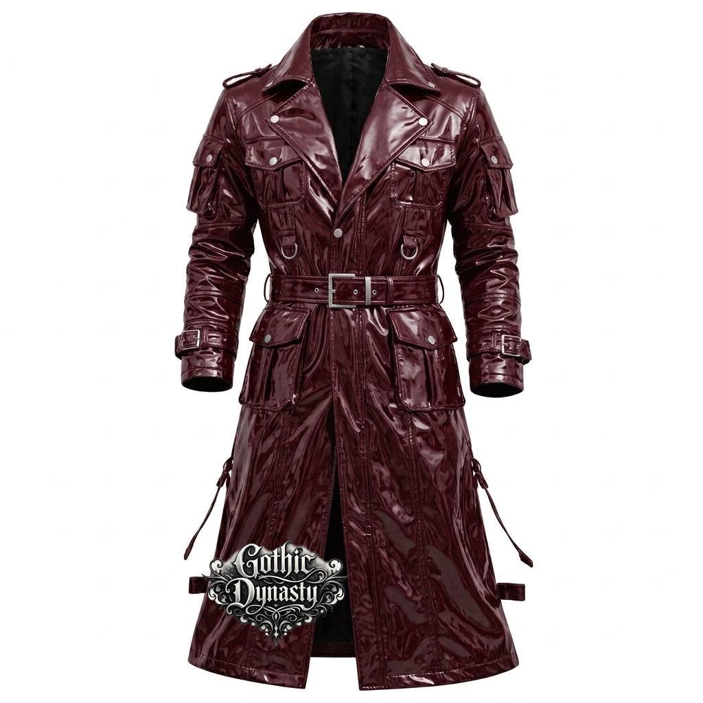 Men & Women PVC Vinyl Gothic Trench Coat–custom Color Cyber Punk