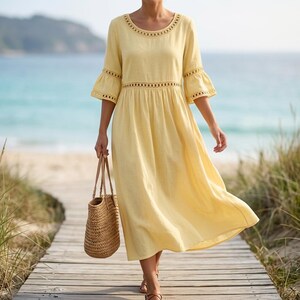 long sleeve denim maxi dress Laura Size:Small 7/8 Large US going out outfit Ladivine CD0176 Dress