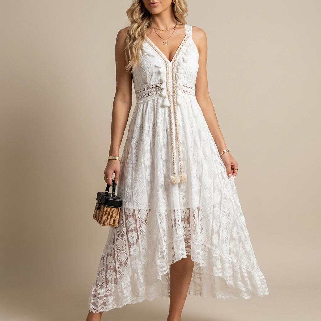 ivory flowy maxi dress Ivory Sequin V-Neck Maxi Dress main image 0