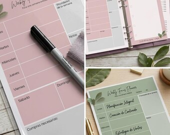 Wekelijkse Focusplanner Imprimible. Organisación Estrategica and Productividad. Inclusief Guía de Uso.