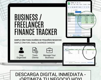 Alles-in-één CRM- en financiële tracker voor kleine bedrijven | Plantilla de Finanzas y Clientes | Direct downloaden