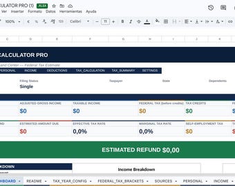 Belastingcalculator en -tracker voor de VS. Offertecalculator voor freelancers, kwartaalplanner en dashboard voor bedrijfsuitgaven.