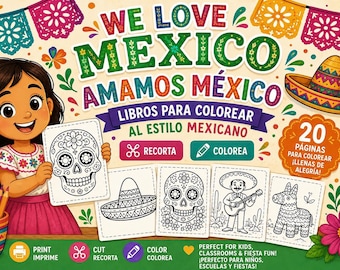 Mexican Coloring Pages for Kids | Fiesta Activity Pack, Cinco de Mayo Crafts (PDF Download)