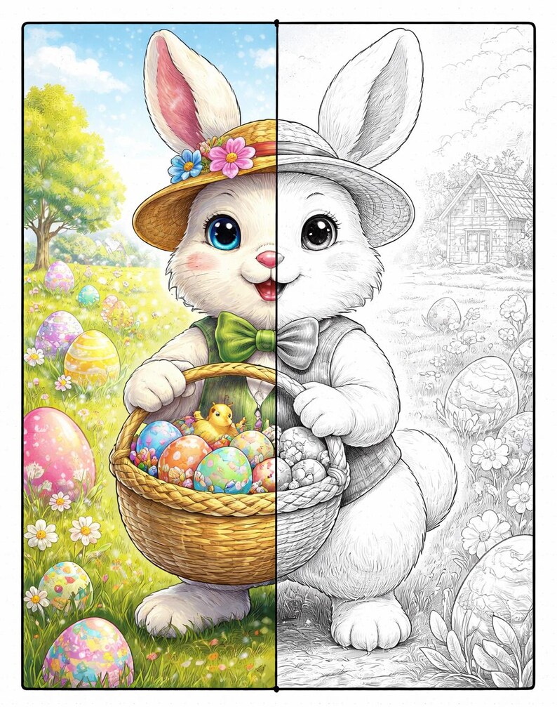 20 Pages-easter Coloring Pages for Kids – Printable Bunny & Egg ...