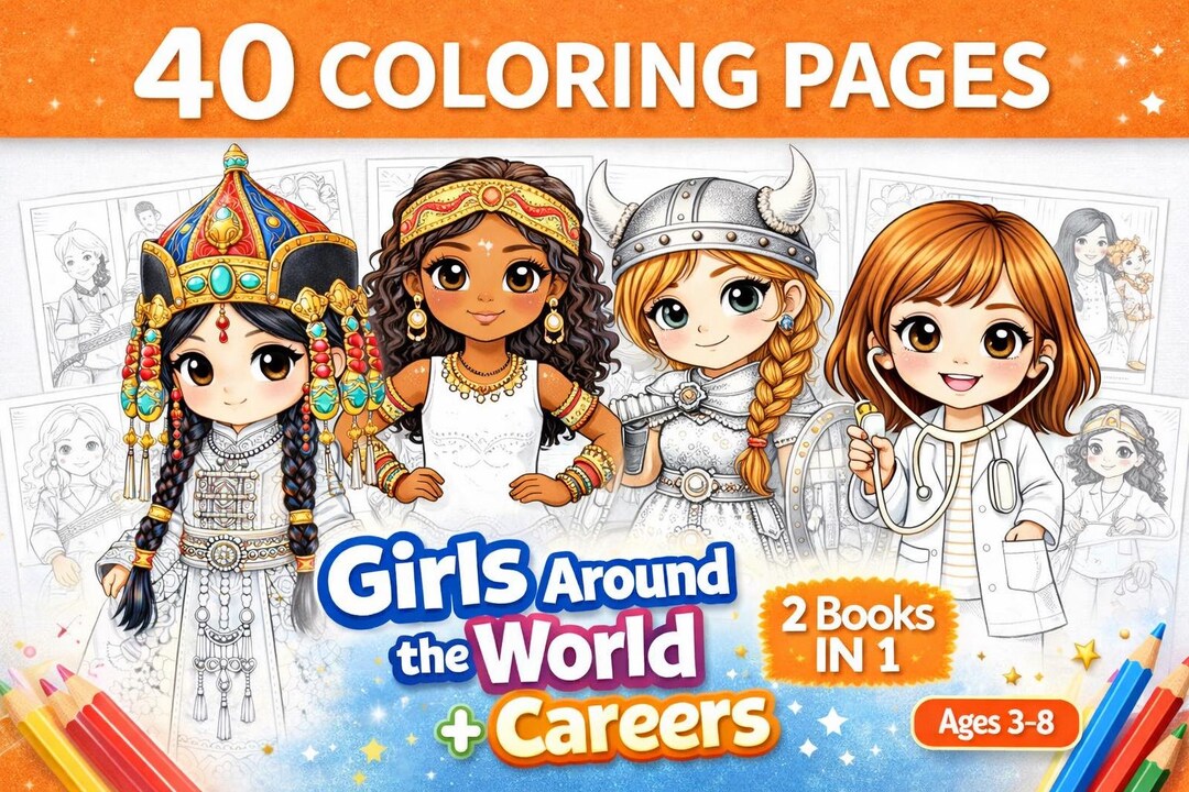 Girls Around the World Careers Coloring Pages | Kids Printable Activity ...