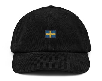 Sweden Flag Corduroy Cap | Retro Minimal Dad Hat | Scandinavian Streetwear | Unisex Everyday Gift