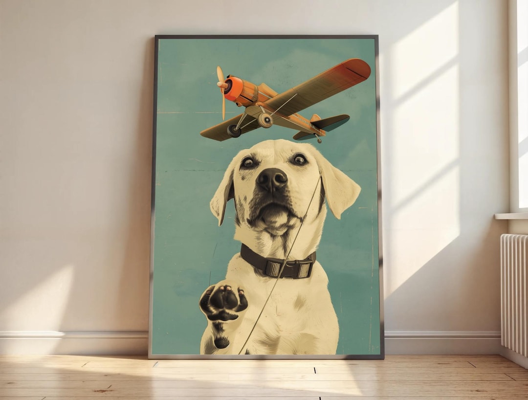 Labrador With Toy Plane Wall Art | Pilot Labrador Print | Aviation Dog ...