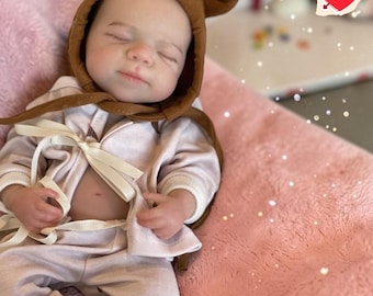 Reborn Baby Doll 35cm, Weighted Silicone Body, Realistic Skin Folds, Sleeping Newborn Toy