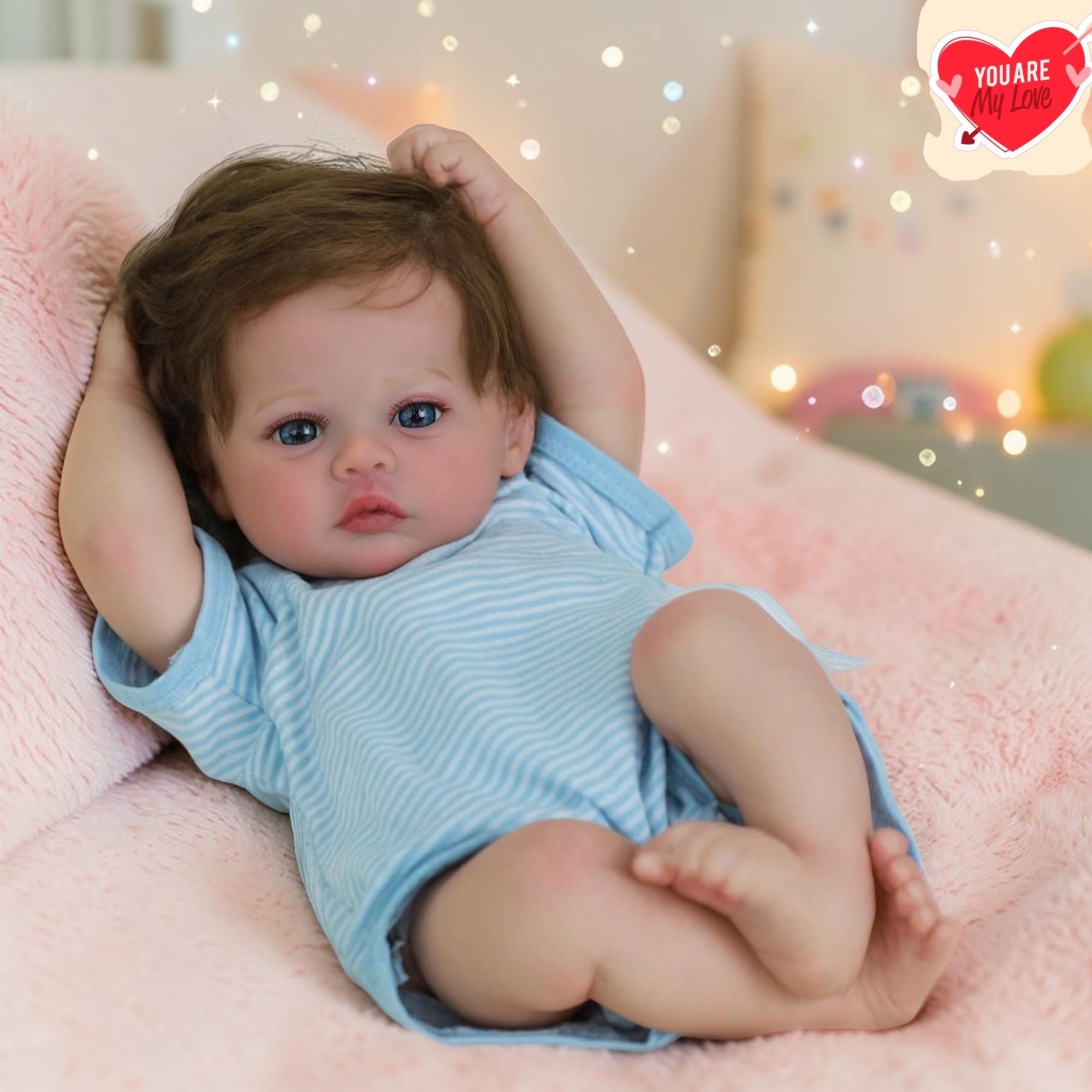 Bébé Reborn réaliste de 50 cm , tétine, biberon, carte de naissance et couche, peau 3D