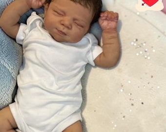 Reborn Sleeping Baby Doll Dark Skin, 48cm Soft Touch Vinyl Infant with Serene Expression