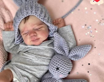 Pasgeboren rebornpop 45 cm levensecht vinyl en katoenvulling Baby om te spelen Verzamelende ogen