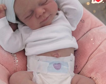 Reborn Baby Doll 18 pouces pour dormir, silicone souple, membres articulés en vinyle peints, détails