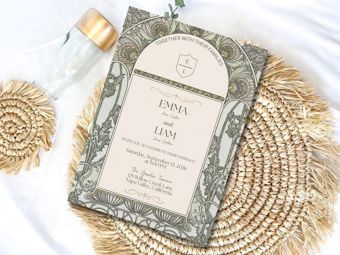 Vintage Garden Arch Wedding Invitation Template, Elegant Floral Arch ...