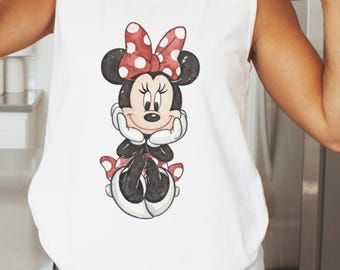 Comfort Colors® Watercolor Minnie Mouse Tank Top, Cute Disney Minnie Crop,Disneyland Vacation Trip, Disneyworld Shirts, Gift Ideas for Girl