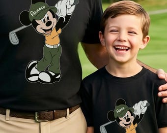 Personalize Name Mickey Golf T-Shirt, Mickey Mouse Golf Tournament Party Tee, Kids Disney Golf Shirt, Disneyland Family Vacation