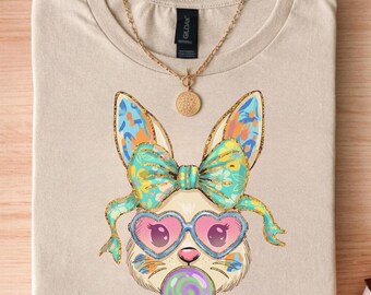 Girls Easter Bunny Shirt, Bubblegum Bunny Shirt, Kids Easter Tee, Baby Toddler Easter Outfit, Easter Basket Gift