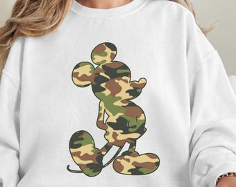 Camouflage Mickey Mouse Custom Shirt, Vintage Disney Camo Mickey Sweatshirt, Disneyworld Holiday Vacation Shirt, Disneyland Sweater