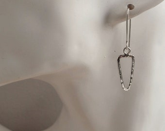 Sterling Silver Arrowhead Earrings, Contemporary Minimalist Artisan Silver Wire Earrings, Gift for Her