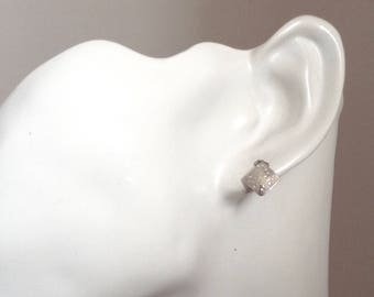 Silver Earrings Contemporary Sterling Silver Diamond Shaped Artisan Stud Earrings