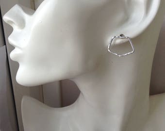 Silver Earrings Contemporary Geometric Sterling Silver Minimalist Abstract Pentagon Stud Earrings