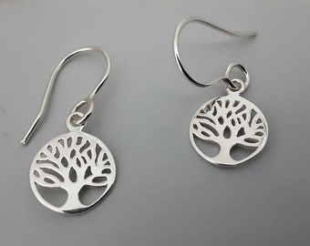 Sterling Silver Tree of Life Dangle Drop Earrings