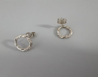 Silver Stud Earrings Contemporary Artisan Silver Open Circle Minimalist Post Earrings