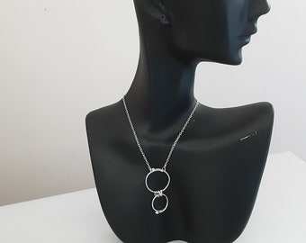 Sterling Silver Necklace, Modern Sterling Silver Rings Boho Choker Bib Necklace, UK Gift for Her