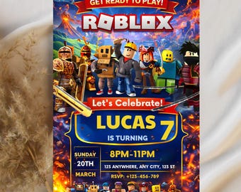 Roblox Birthday Invitation, Editable Game Party Template (Digital Download)