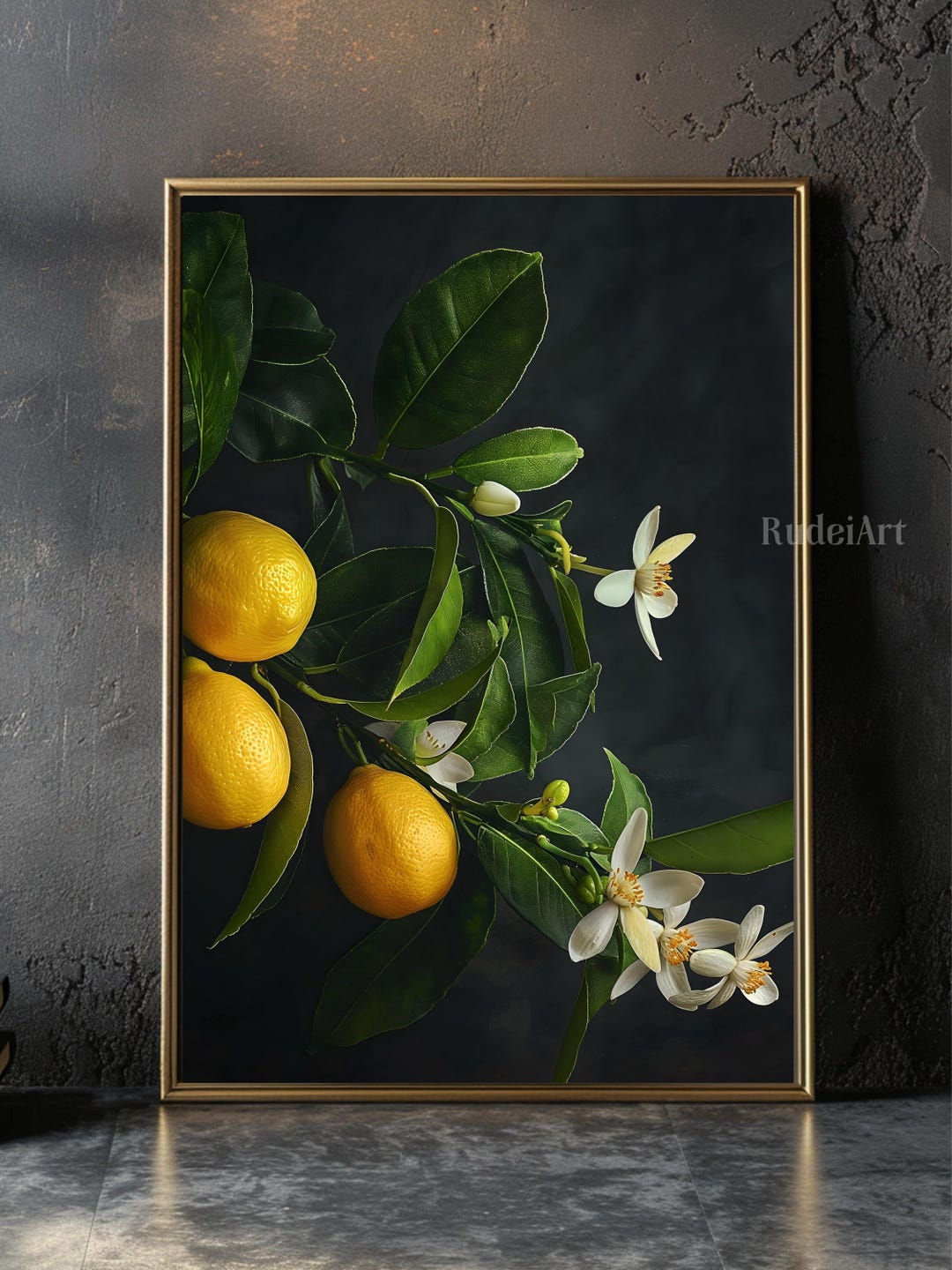 Lemon Wall Art Printable, Botanical Kitchen Decor, Citrus Fruit Poster ...