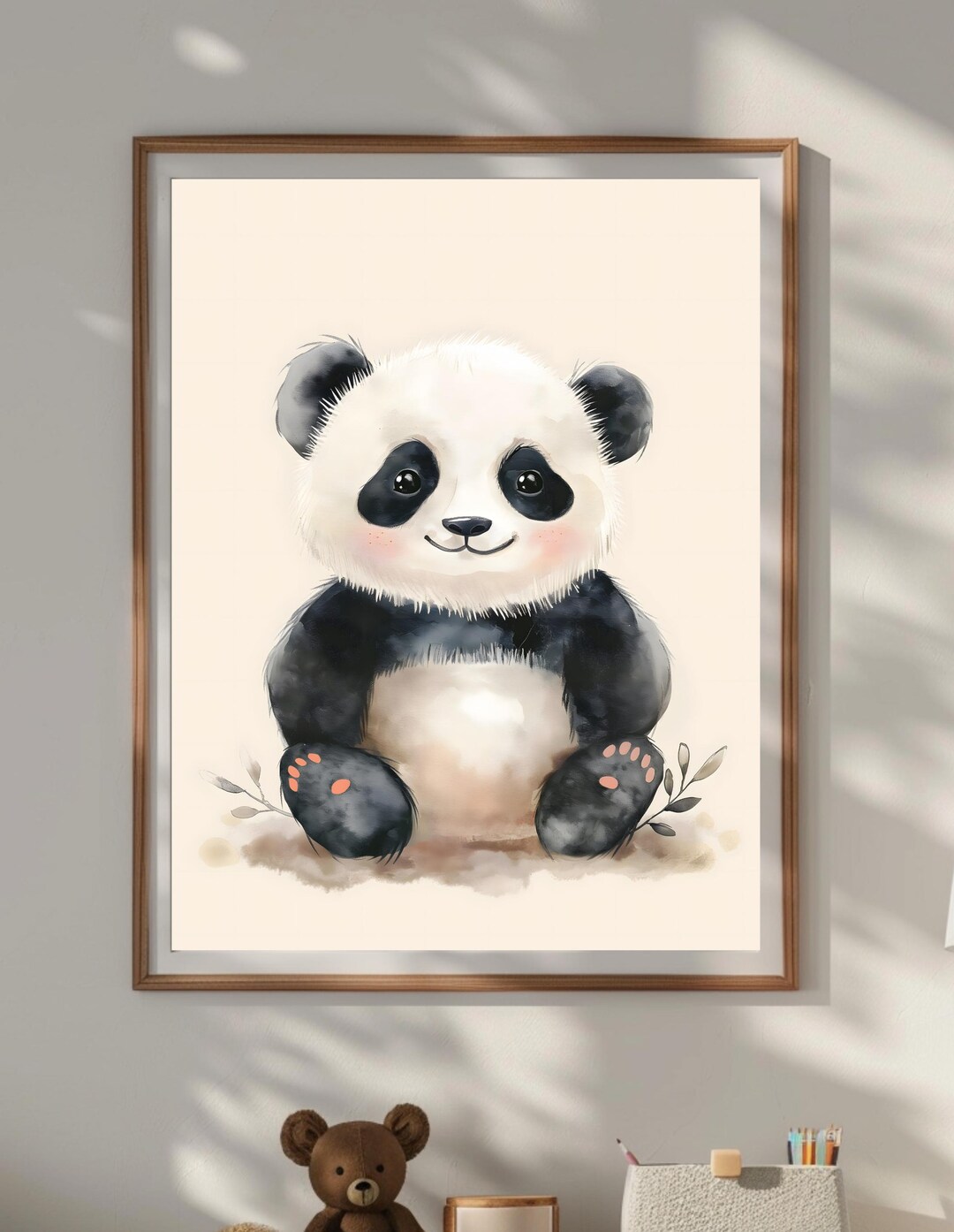Baby Panda Nursery Wall Art Printable, Cute Panda Illustration, Neutral ...
