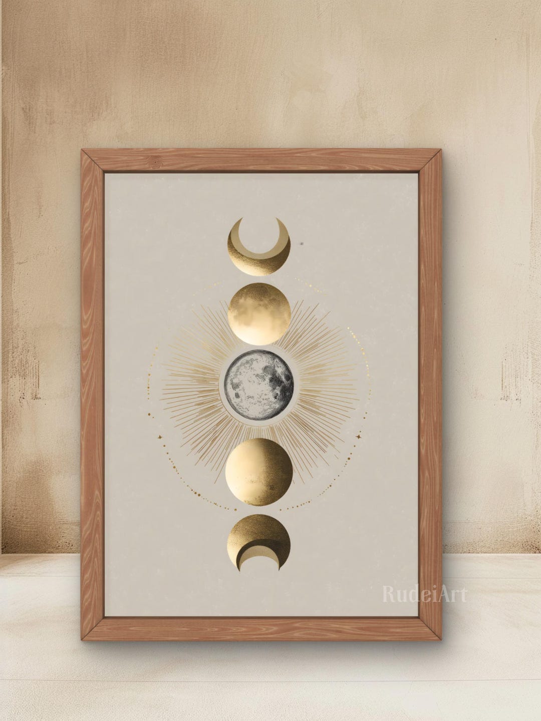 Moon Phases Wall Art Printable, Celestial Lunar Phases Poster, Boho ...