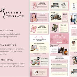CANVA WEBSITE-sjabloon - De meest schattige en vrouwelijke funnel (51 secties) Verkooppagina, landingspagina voor digitale producten/cursussen + GRATIS bonus afbeelding 5