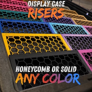 Zion Case Card Risers – Tiered TCG Display for Slabs, Top Loaders, and Raws