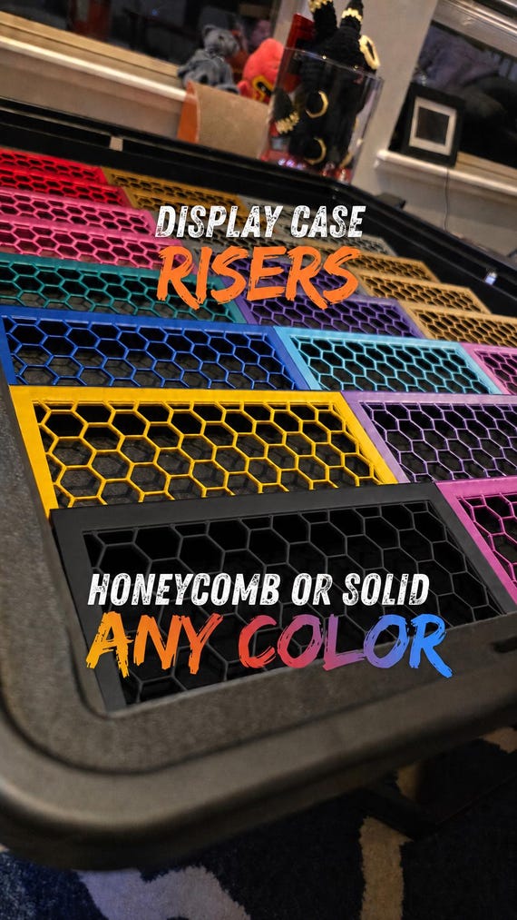 Zion Case Card Risers – Tiered TCG Display for Slabs, Top Loaders, and Raws